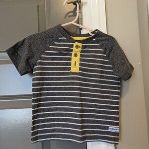 Rugged Butts Gray and White Striped Raglan Henley, size 2T